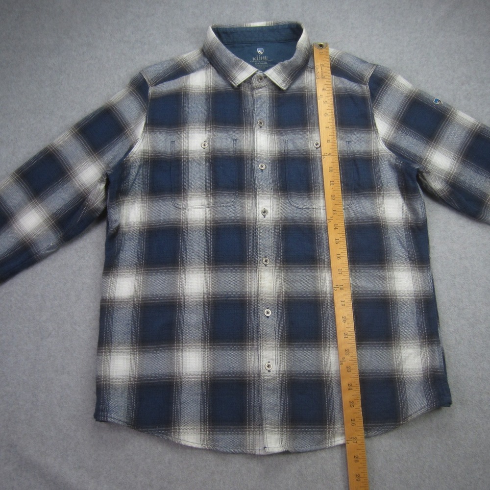 KUHL Shirt‎ Mens Medium Blue Plaid Flannel Button Up Cotton Tencel Blend - Picture 8 of 16